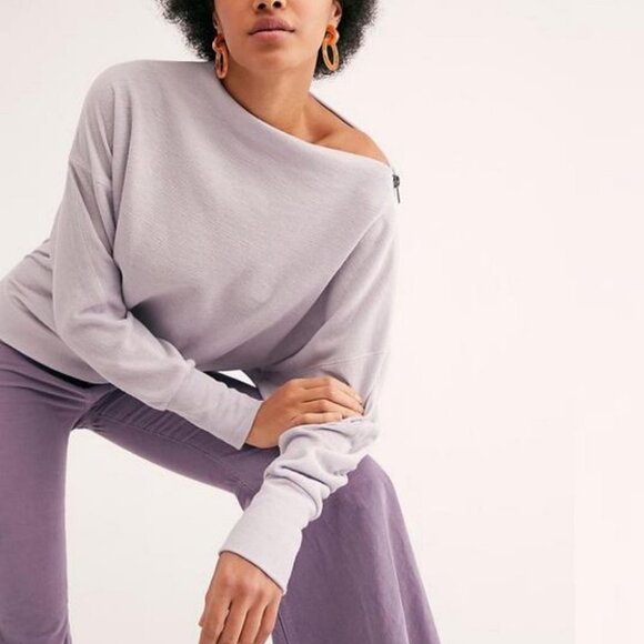 Free People Nikala Purple Top Size XS Lightweight Thermal Zipper Shoulder Zipper - Picture 1 of 11
